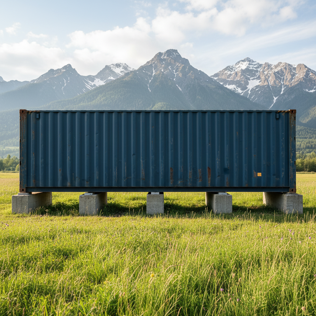 Correct shipping container foundation for farmland using concrete footers