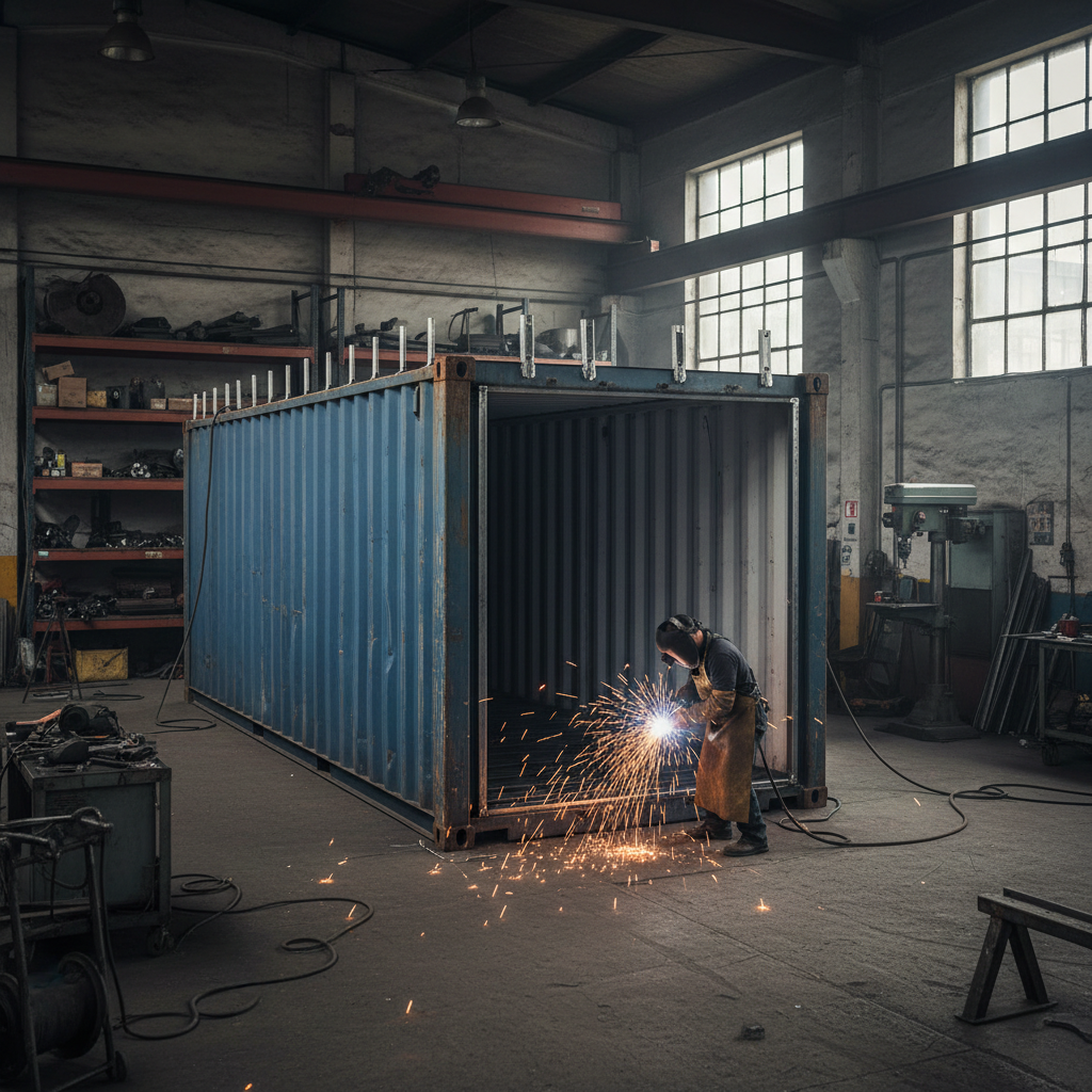 structural reinforcement for container pools being welded