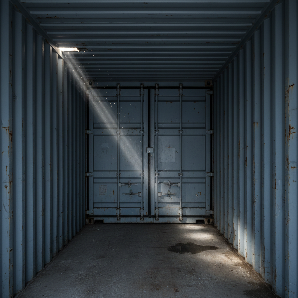 Checking for light leaks in used containers to identify holes