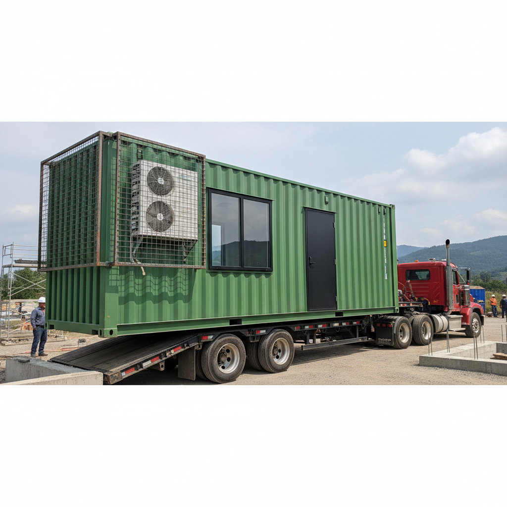 20ft ground level office container delivery with hvac unit
