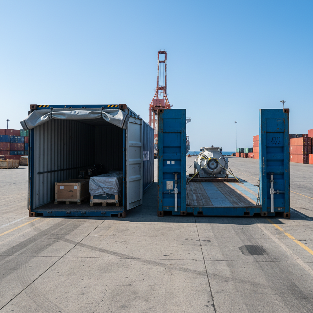 Open-top-vs-flat-rack-container-for-heavy-equipment: Open Top vs Flat Rack Container for Heavy Equipment