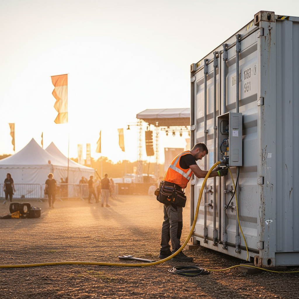 Electrical connection for portable cold storage for event catering 2026