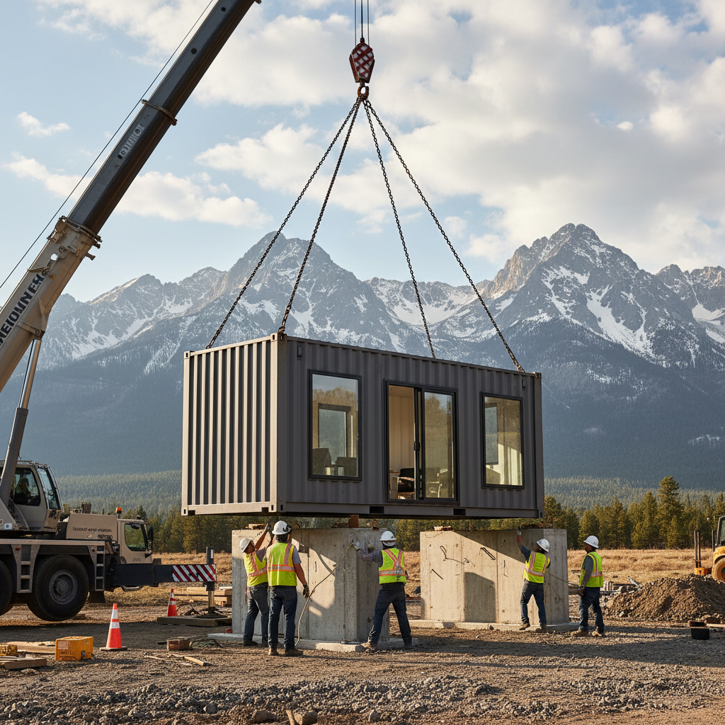 Professional delivery of a prefabricated luxury container home