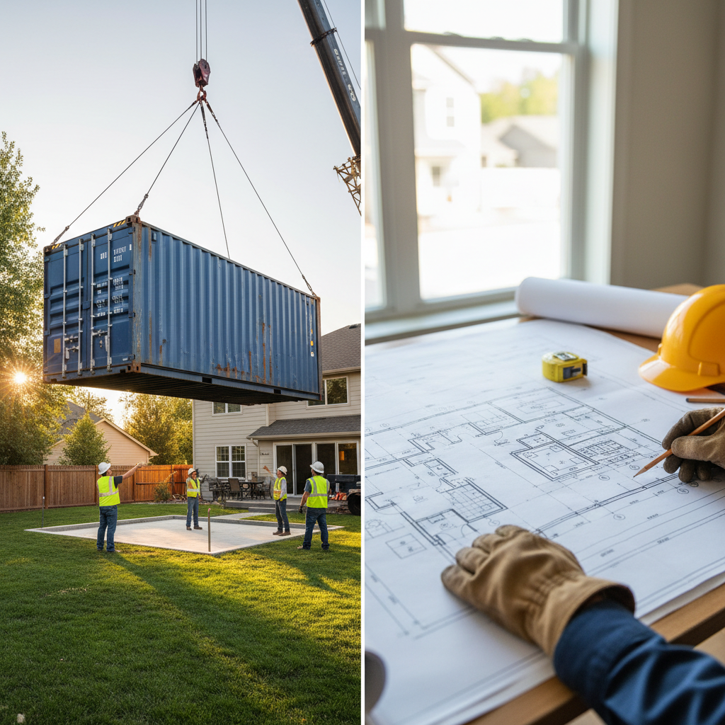 Shipping container ADU construction and site planning for financing approval